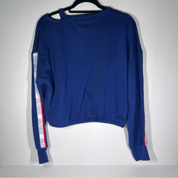 Tommy Hilfiger Sport Crew Neck Sweat Shirt Cropped Sweater with Logo Sleeves - Picture 3 of 11